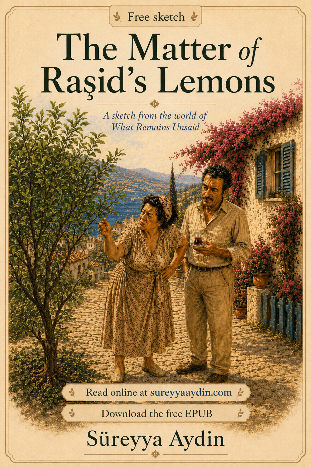 Raşid examining his lemon tree